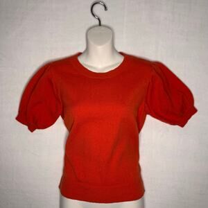 Orange Lumiere L Puff Sleeve Sweater